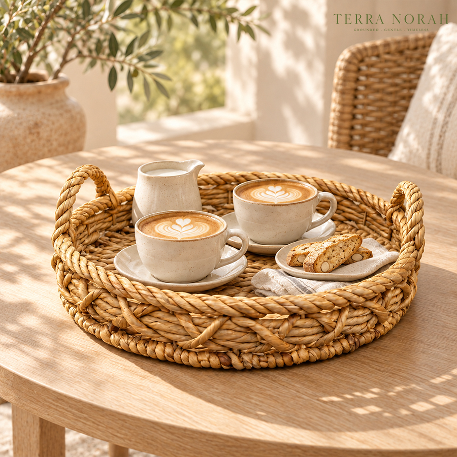 round woven serving tray