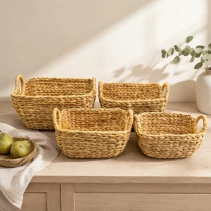 water-hyacinth-twisted-handle-3 Rectangular Water Hyacinth Basket Twisted Handle