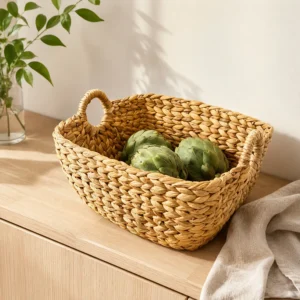 water-hyacinth-twisted-handle-4 Rectangular Water Hyacinth Basket Twisted Handle