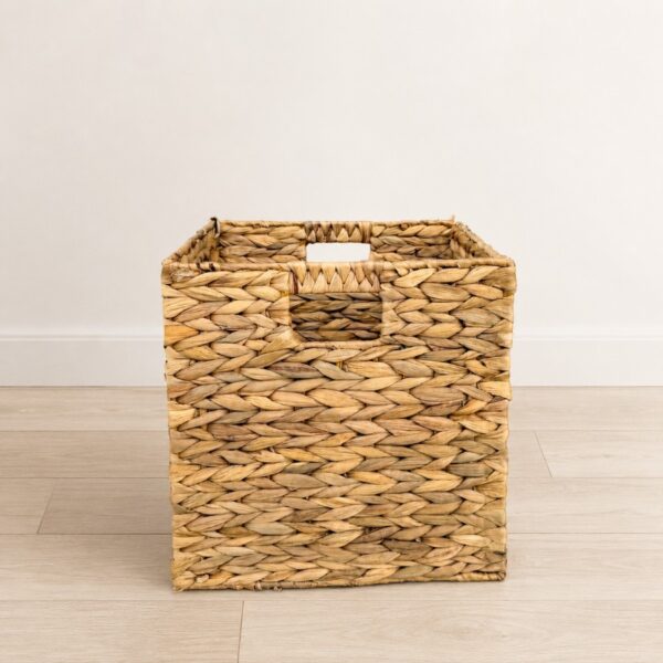 Collapsible Water Hyacinth Storage Cube with Handles-01 Collapsible Water Hyacinth Storage Cube with Handles