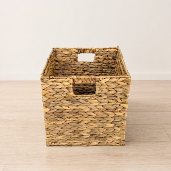 Collapsible Water Hyacinth Storage Cube with Handles-02 Collapsible Water Hyacinth Storage Cube with Handles