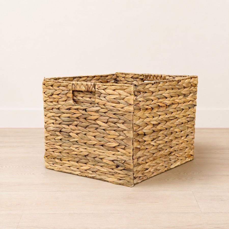 Collapsible Water Hyacinth Storage Cube with Handles