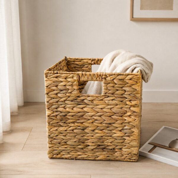 Collapsible Water Hyacinth Storage Cube with Handles-09 Collapsible Water Hyacinth Storage Cube with Handles