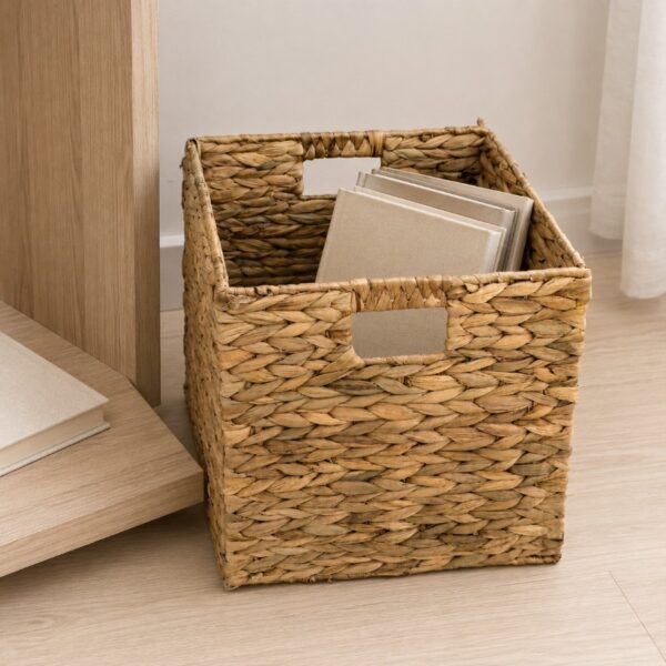 Collapsible Water Hyacinth Storage Cube with Handles-10 Collapsible Water Hyacinth Storage Cube with Handles