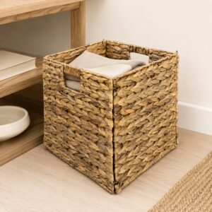 Collapsible Water Hyacinth Storage Cube with Handles-12 Collapsible Water Hyacinth Storage Cube with Handles