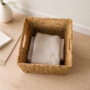 Collapsible Water Hyacinth Storage Cube with Handles-13 Collapsible Water Hyacinth Storage Cube with Handles