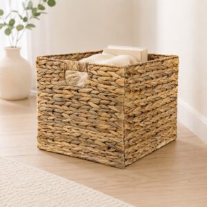 Collapsible Water Hyacinth Storage Cube with Handles-14 Collapsible Water Hyacinth Storage Cube with Handles