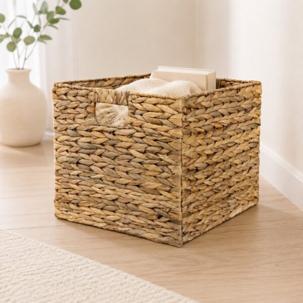Collapsible Water Hyacinth Storage Cube with Handles-14 Collapsible Water Hyacinth Storage Cube with Handles