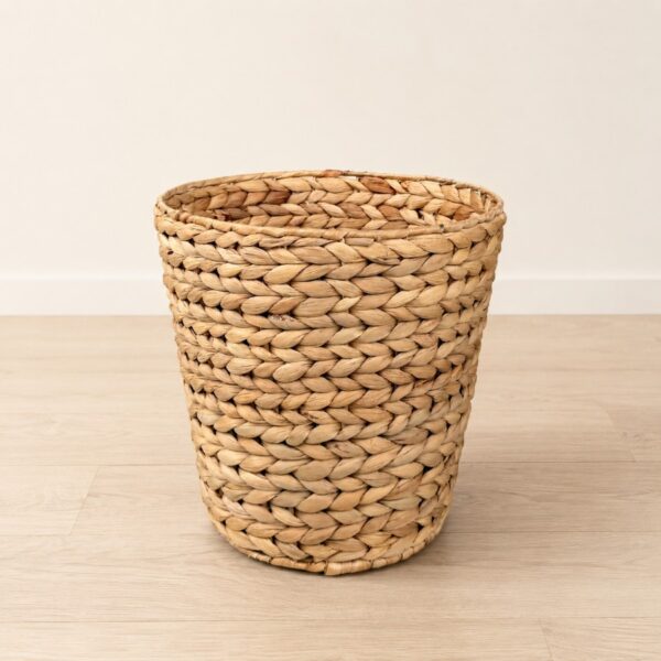Round Water Hyacinth Waste Basket-01 Round Water Hyacinth Waste Basket