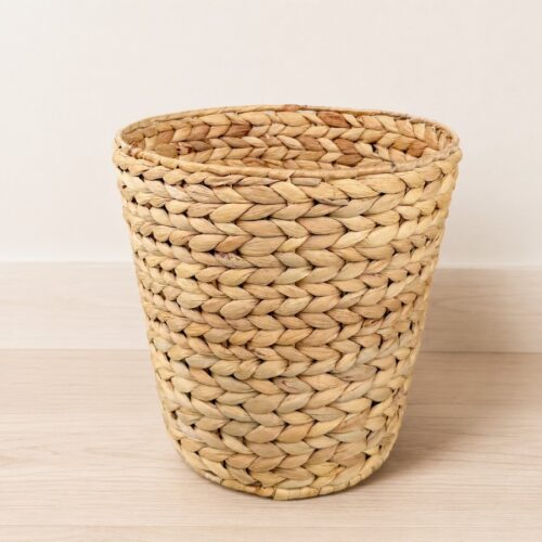Round Water Hyacinth Waste Basket-04 Round Water Hyacinth Waste Basket