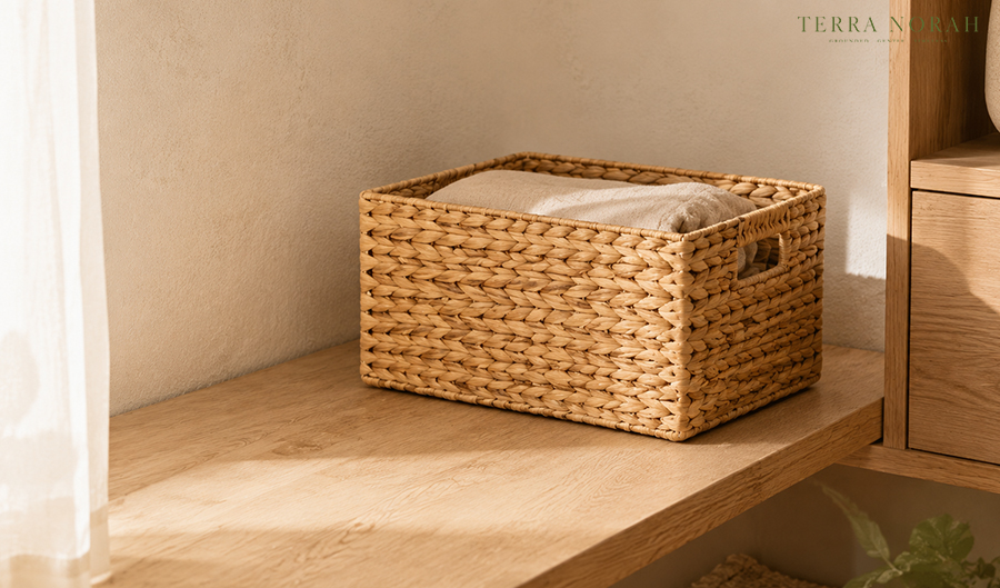 Basket drying outdoors in shade with a breeze